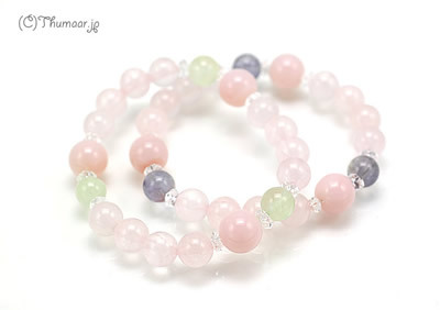 ローズクォーツとピンクオパールのブレスレット